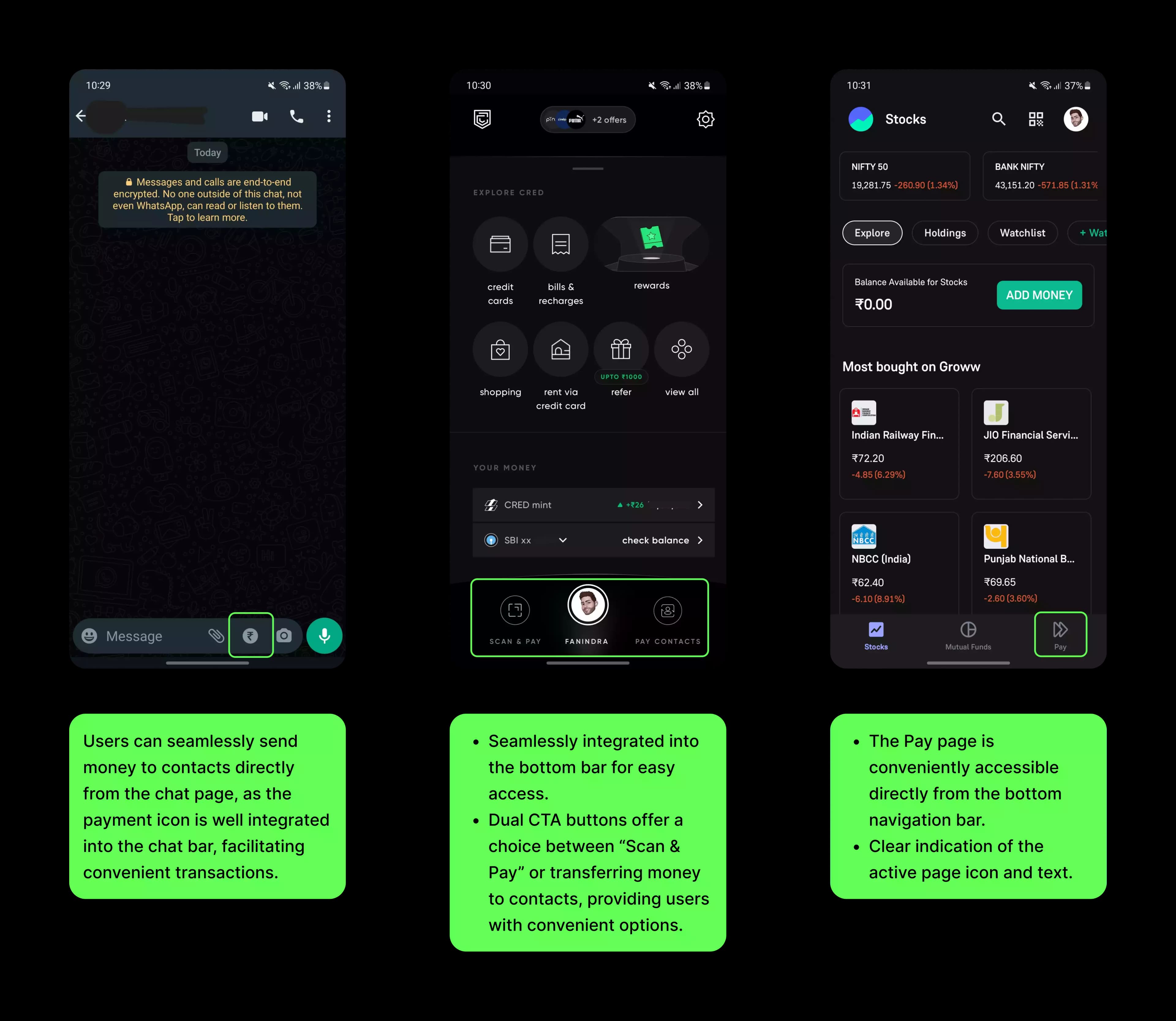 WhatsApp, Cred and Groww